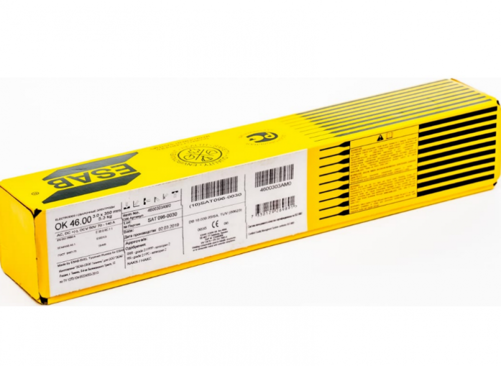 Электроды ESAB ОК46 d 3.0х350мм (упаковка 5,3кг) 4600303AE0 / 4600303AM0