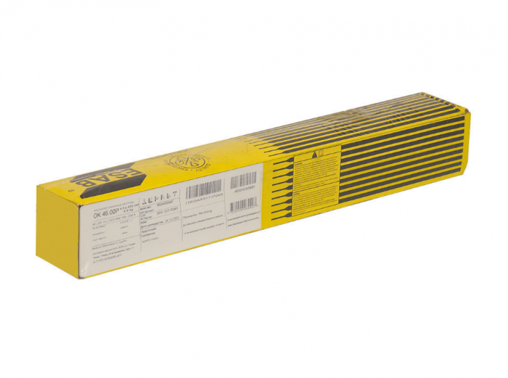 Электроды ESAB ОК46 d 4.0х450мм (упаковка 6,6кг) 4600404AE0 / 4600404AM0