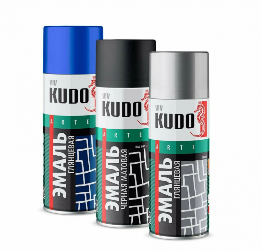 Эмаль (черная матовая) KUDO (RAL 9005) 520мл (1/12) KU-1102